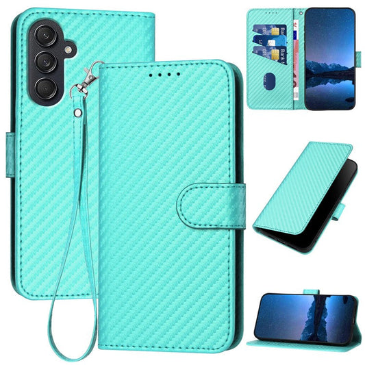 YX0070 For Samsung Galaxy M55 5G / C55 5G / F55 5G Wallet Case Carbon Fiber Texture Leather Phone Cover - Baby Blue