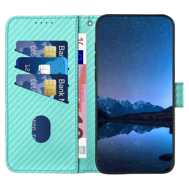 YX0070 For Samsung Galaxy M55 5G / C55 5G / F55 5G Wallet Case Carbon Fiber Texture Leather Phone Cover - Baby Blue