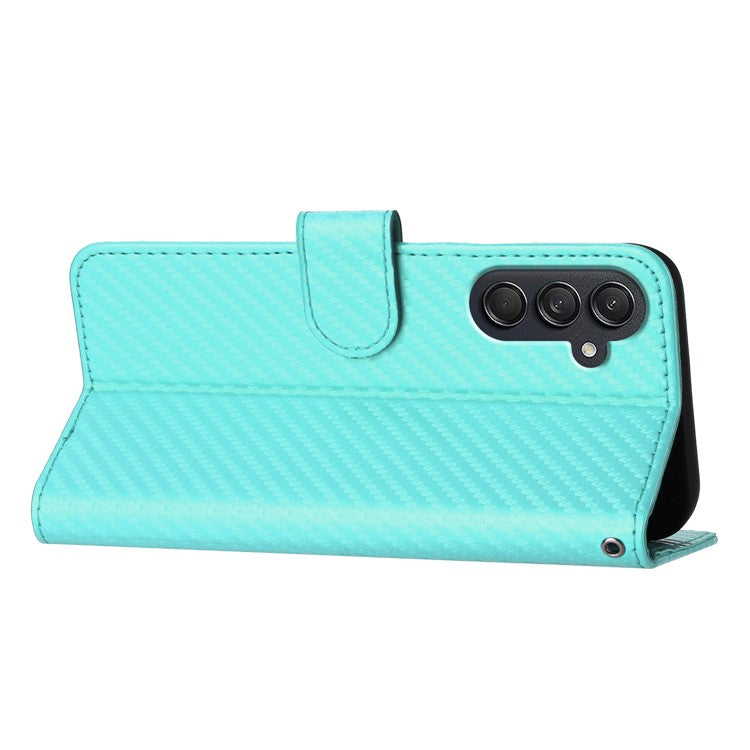 YX0070 For Samsung Galaxy M55 5G / C55 5G / F55 5G Wallet Case Carbon Fiber Texture Leather Phone Cover - Baby Blue
