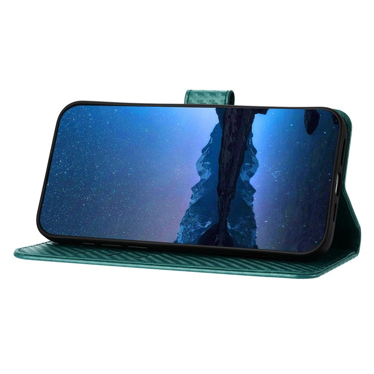 YX0070 For Samsung Galaxy M55 5G / C55 5G / F55 5G Wallet Case Carbon Fiber Texture Leather Phone Cover - Blackish Green