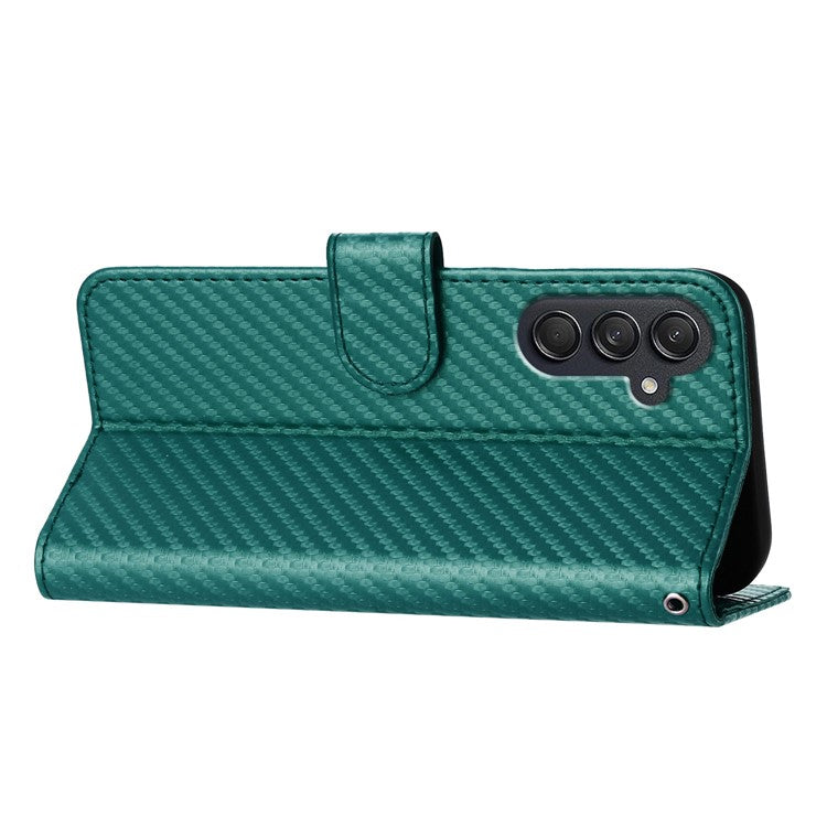 YX0070 For Samsung Galaxy M55 5G / C55 5G / F55 5G Wallet Case Carbon Fiber Texture Leather Phone Cover - Blackish Green