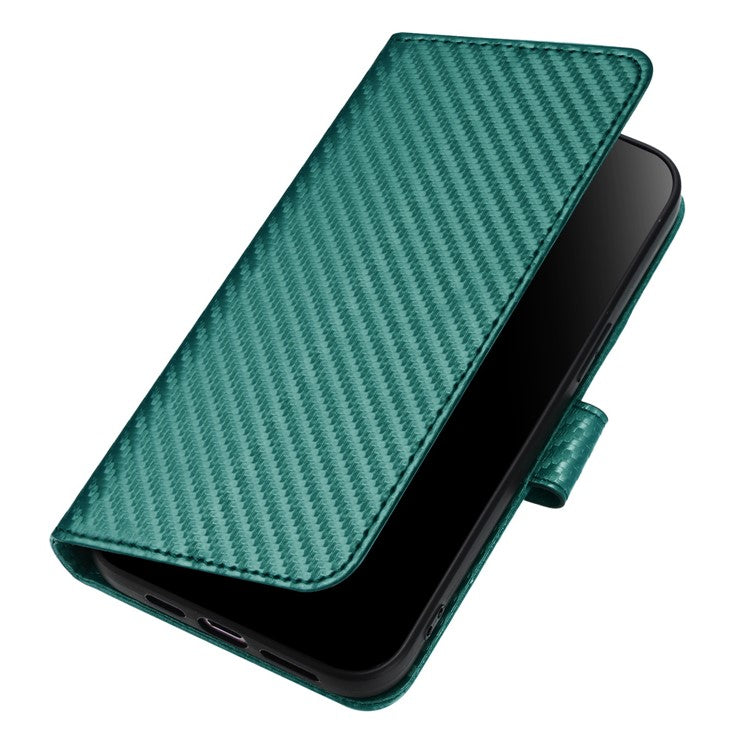 YX0070 For Samsung Galaxy M55 5G / C55 5G / F55 5G Wallet Case Carbon Fiber Texture Leather Phone Cover - Blackish Green