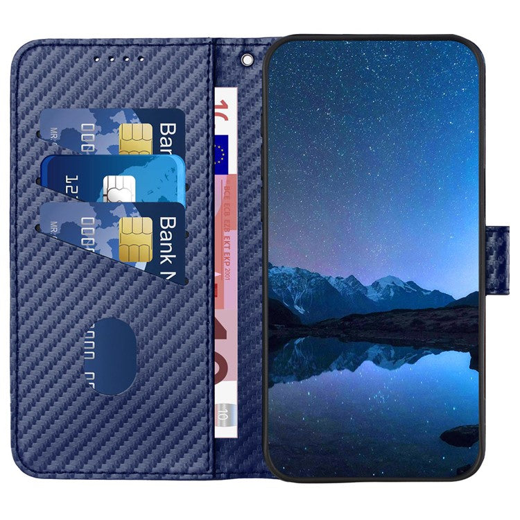 YX0070 For Samsung Galaxy S24+ Case Carbon Fiber Texture Wallet Leather Phone Cover - Sapphire