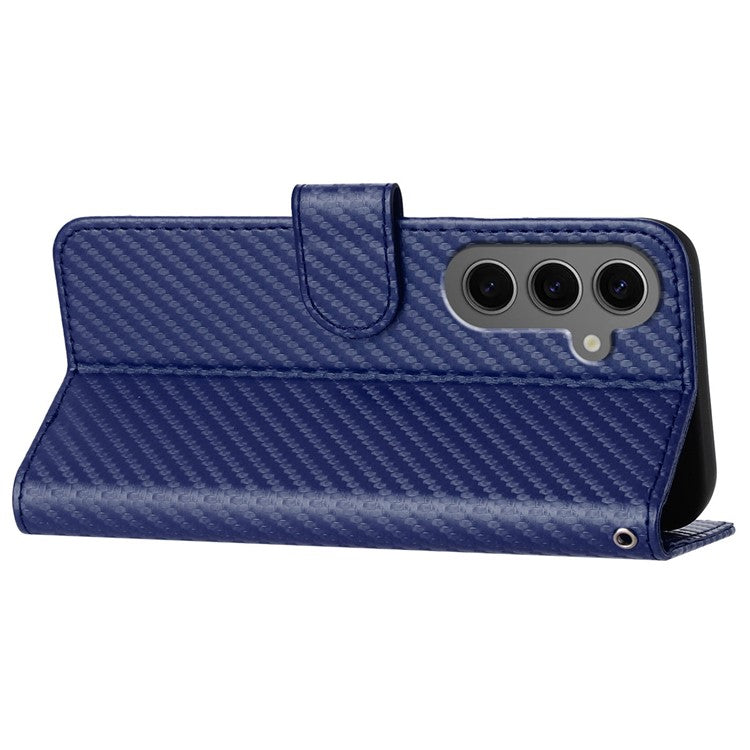 YX0070 For Samsung Galaxy S24+ Case Carbon Fiber Texture Wallet Leather Phone Cover - Sapphire
