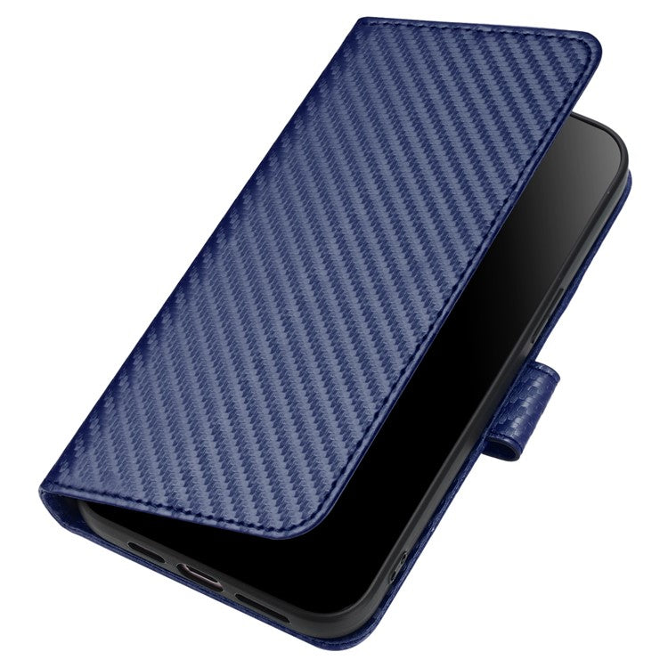 YX0070 For Samsung Galaxy S24+ Case Carbon Fiber Texture Wallet Leather Phone Cover - Sapphire