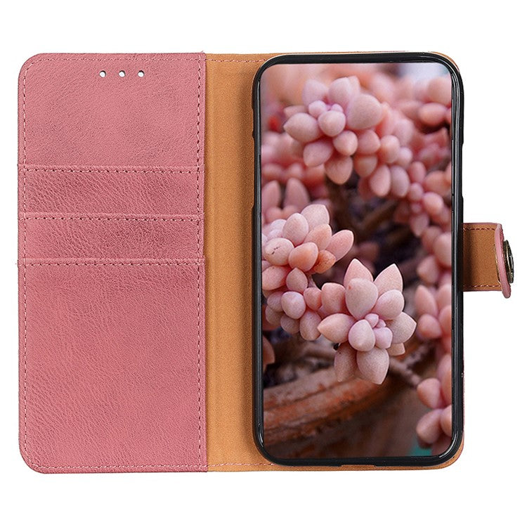 KHAZNEH For Motorola Edge 50 Ultra 5G / Moto X50 Ultra 5G Case Scratch-Proof Cowhide Texture PU Phone Cover - Pink