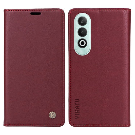 YIKATU YK-001 For OnePlus Nord CE4 5G Case Strong Magnetic Closure PU Leather Wallet Cover - Wine Red