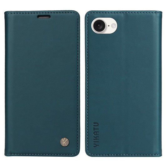 YIKATU YK-001 For iPhone 16e Case Stand Wallet PU Leather Phone Cover - Green