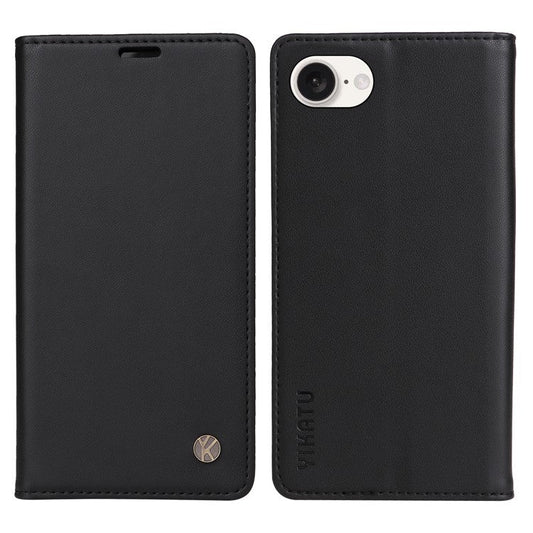 YIKATU YK-001 For iPhone 16e Case Stand Wallet PU Leather Phone Cover - Black
