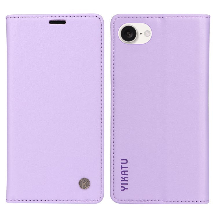 YIKATU YK-001 For iPhone 16e Case Stand Wallet PU Leather Phone Cover - Light Purple