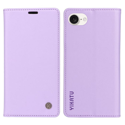 YIKATU YK-001 For iPhone 16e Case Stand Wallet PU Leather Phone Cover - Light Purple