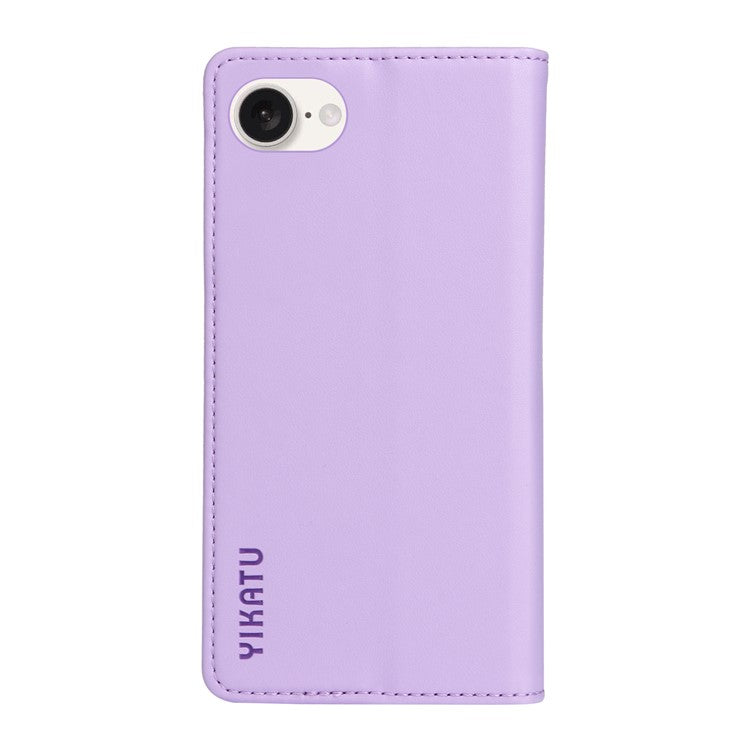 YIKATU YK-001 For iPhone 16e Case Stand Wallet PU Leather Phone Cover - Light Purple