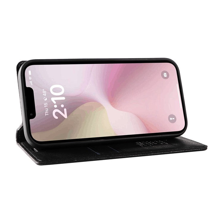 YIKATU YK-006 For iPhone 16e Case Wallet Leather Litchi Texture Magnetic Absorption Phone Cover - Black