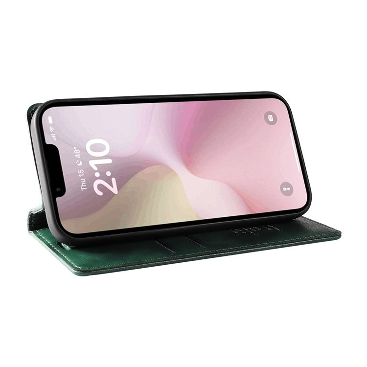 YIKATU YK-006 For iPhone 16e Case Wallet Leather Litchi Texture Magnetic Absorption Phone Cover - Green