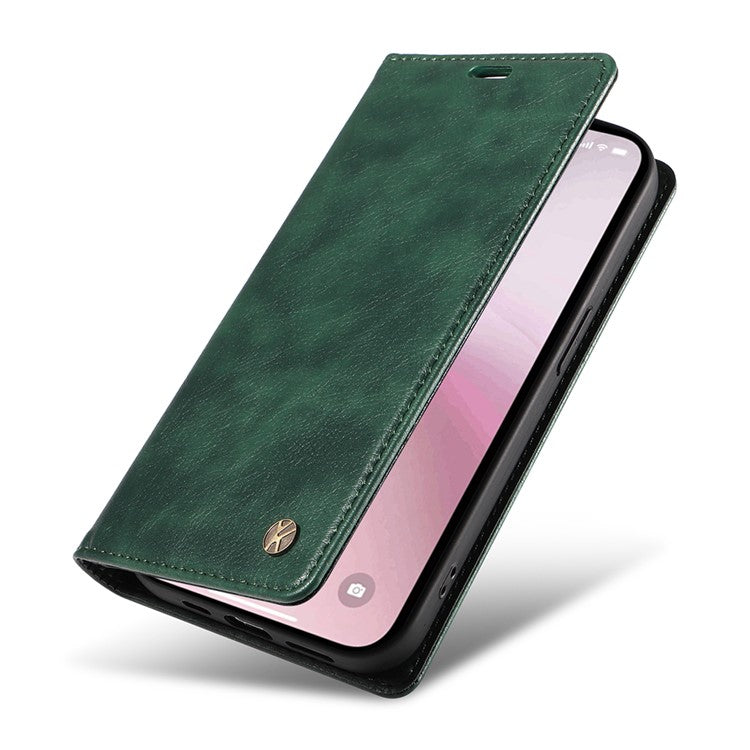 YIKATU YK-006 For iPhone 16e Case Wallet Leather Litchi Texture Magnetic Absorption Phone Cover - Green