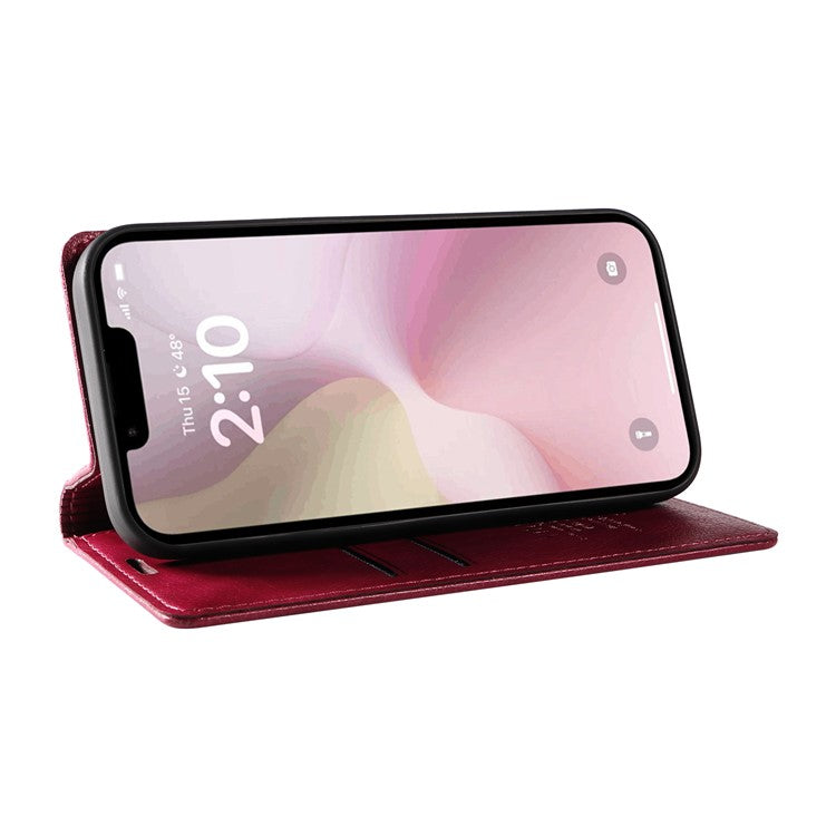 YIKATU YK-006 For iPhone 16e Case Wallet Leather Litchi Texture Magnetic Absorption Phone Cover - Wine Red