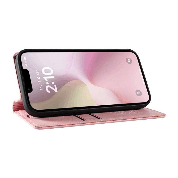 YIKATU YK-006 For iPhone 16e Case Wallet Leather Litchi Texture Magnetic Absorption Phone Cover - Pink