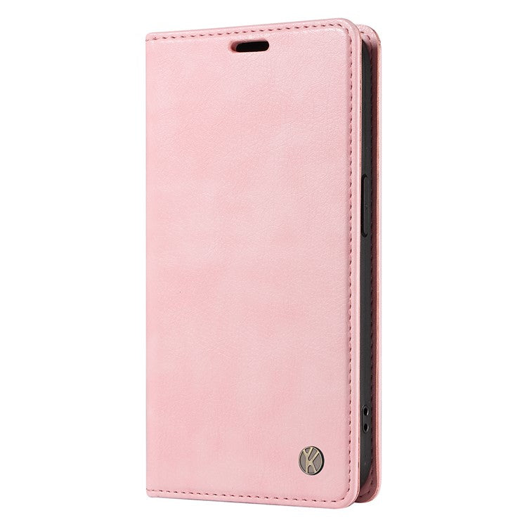YIKATU YK-006 For iPhone 16e Case Wallet Leather Litchi Texture Magnetic Absorption Phone Cover - Pink