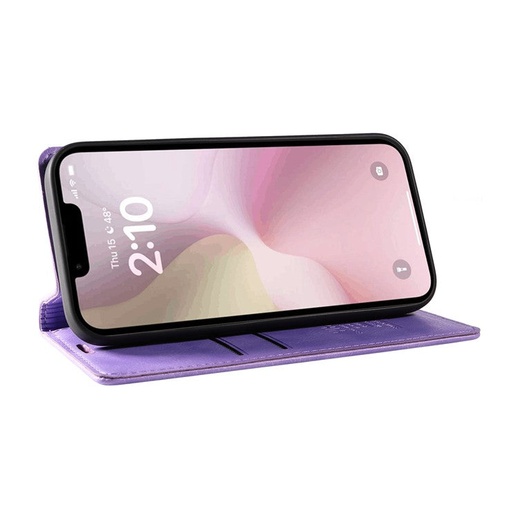 YIKATU YK-006 For iPhone 16e Case Wallet Leather Litchi Texture Magnetic Absorption Phone Cover - Purple