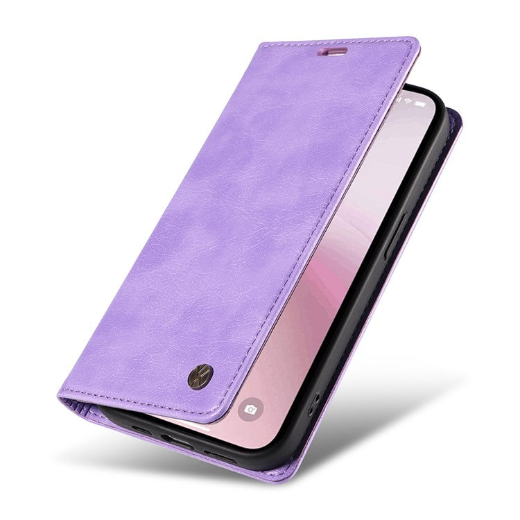 YIKATU YK-006 For iPhone 16e Case Wallet Leather Litchi Texture Magnetic Absorption Phone Cover - Purple