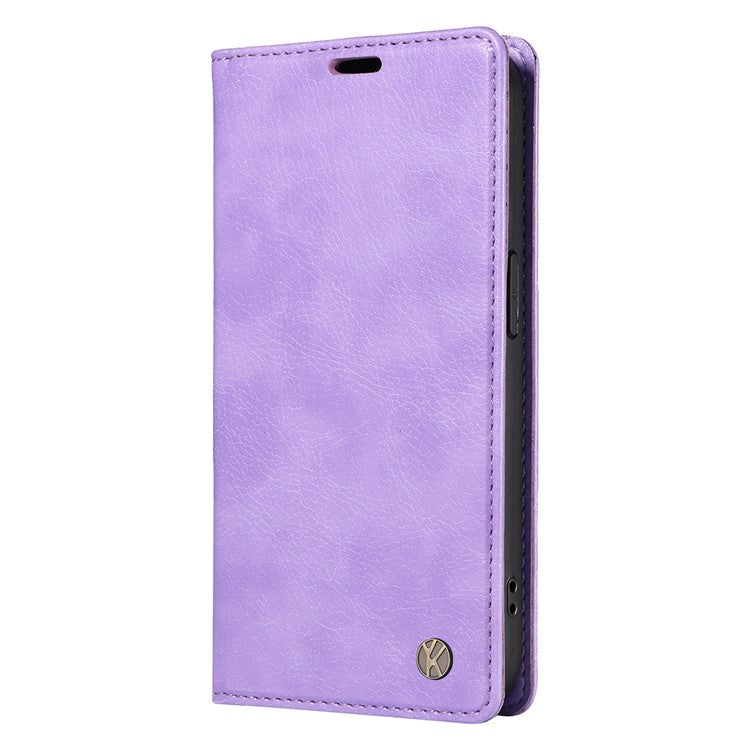 YIKATU YK-006 For iPhone 16e Case Wallet Leather Litchi Texture Magnetic Absorption Phone Cover - Purple