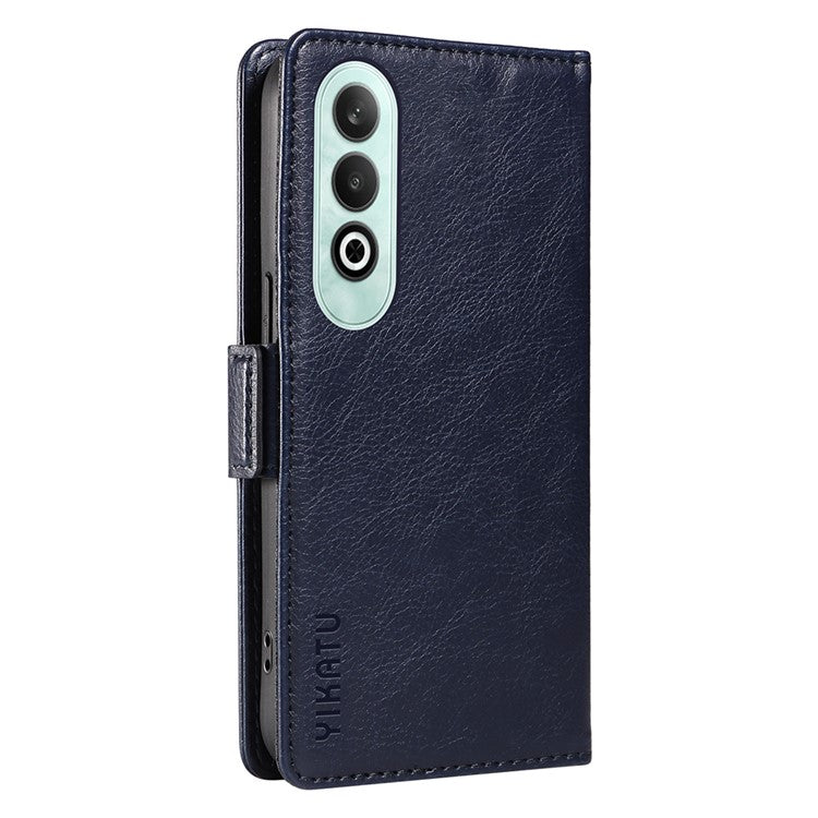 YIKATU YK-007 For OnePlus Nord CE4 5G Case PU Leather Litchi Texture Stand Magnetic Phone Cover - Navy Blue