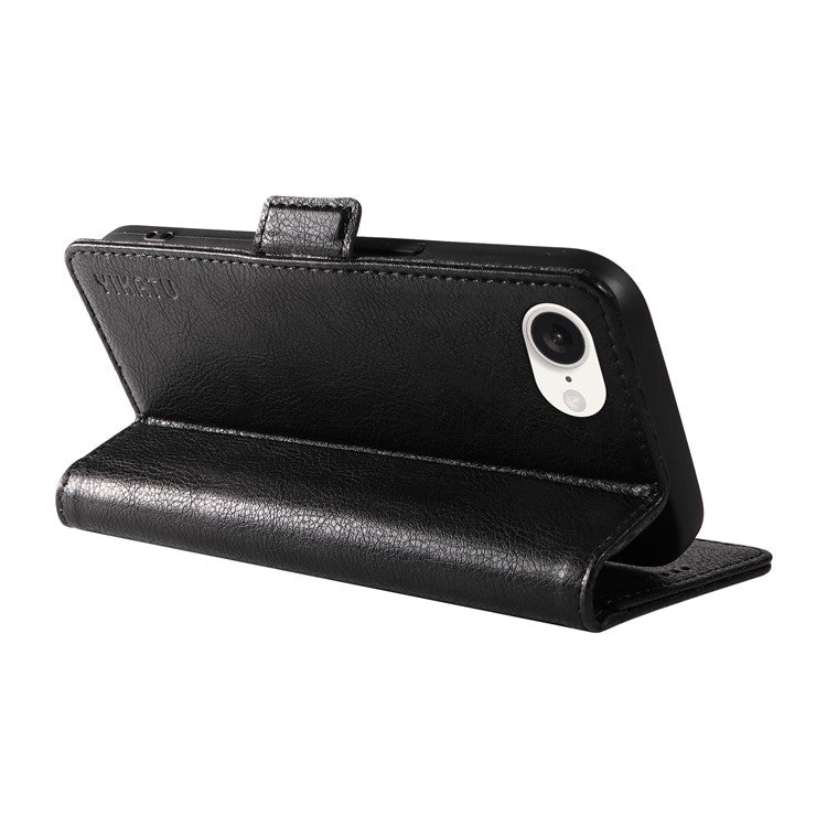 YIKATU YK-007 For iPhone 16e Case PU Leather Litchi Texture Card Holder Folio Magnetic Phone Cover - Black