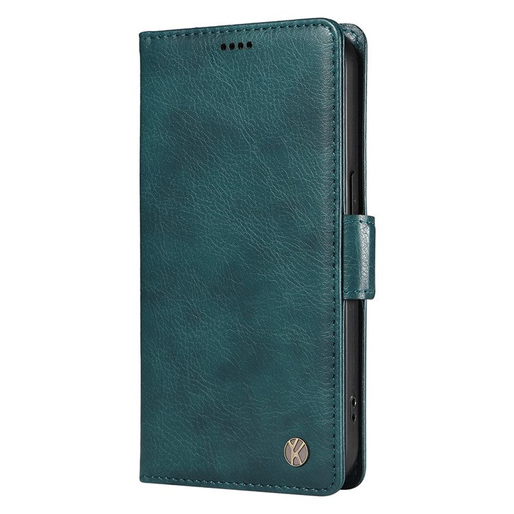 YIKATU YK-007 For iPhone 16e Case PU Leather Litchi Texture Card Holder Folio Magnetic Phone Cover - Blue