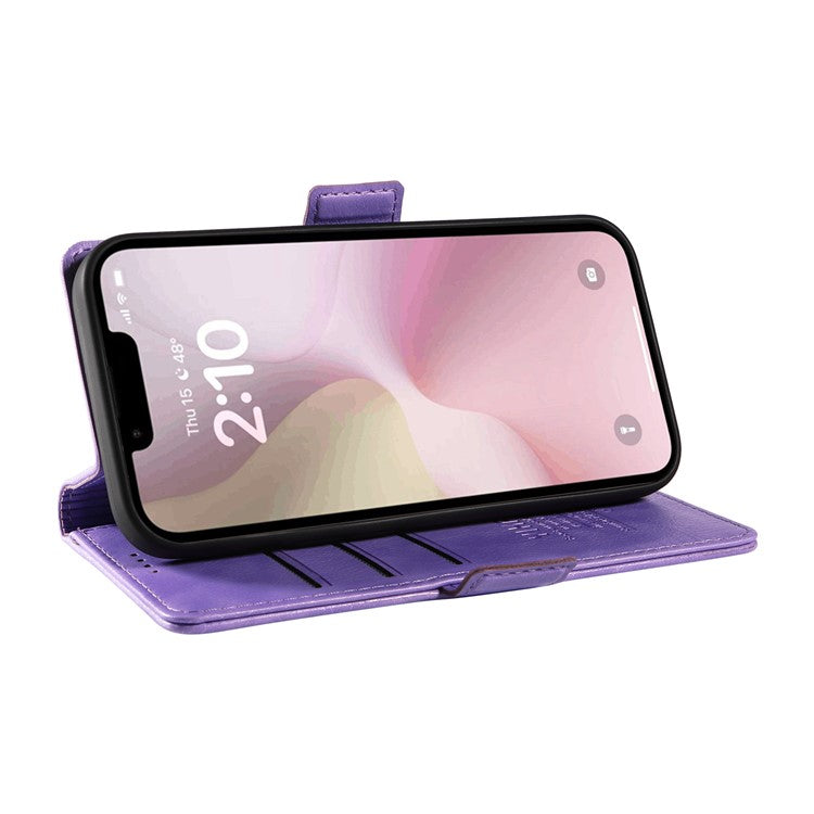 YIKATU YK-007 For iPhone 16e Case PU Leather Litchi Texture Card Holder Folio Magnetic Phone Cover - Purple