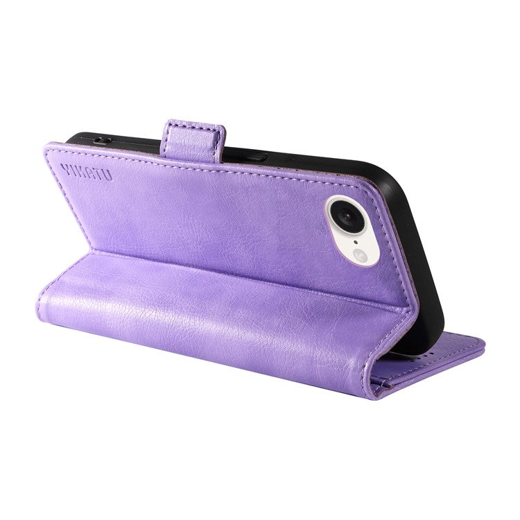 YIKATU YK-007 For iPhone 16e Case PU Leather Litchi Texture Card Holder Folio Magnetic Phone Cover - Purple