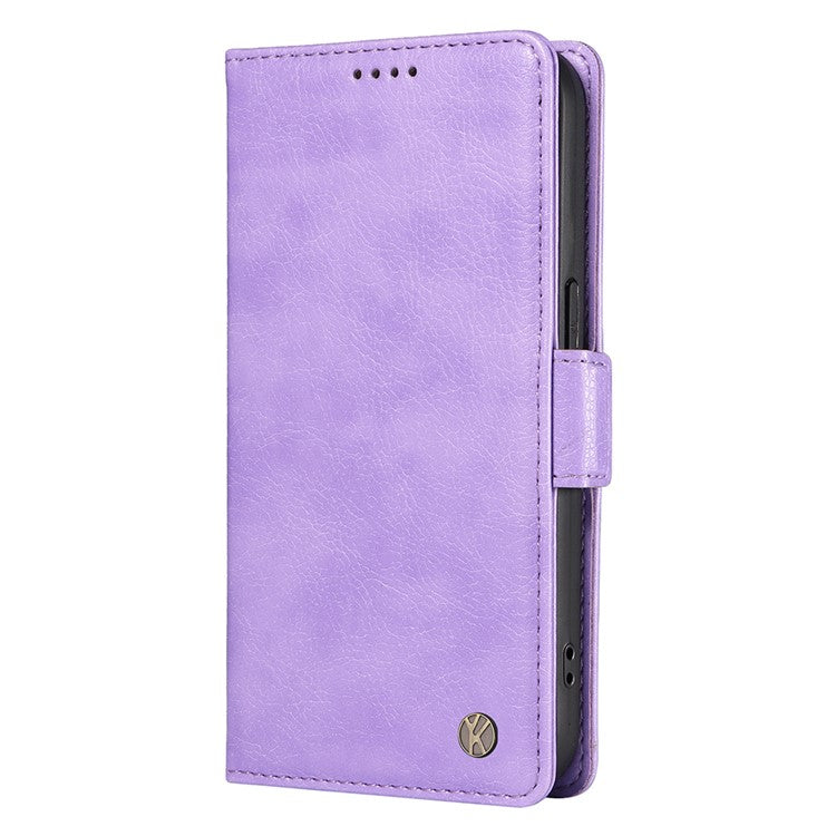 YIKATU YK-007 For iPhone 16e Case PU Leather Litchi Texture Card Holder Folio Magnetic Phone Cover - Purple
