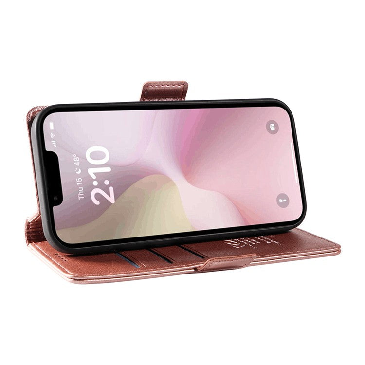 YIKATU YK-007 For iPhone 16e Case PU Leather Litchi Texture Card Holder Folio Magnetic Phone Cover - Rose Gold