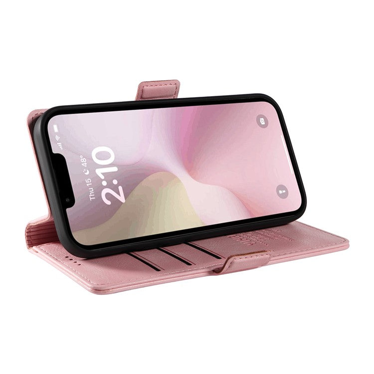YIKATU YK-007 For iPhone 16e Case PU Leather Litchi Texture Card Holder Folio Magnetic Phone Cover - Pink