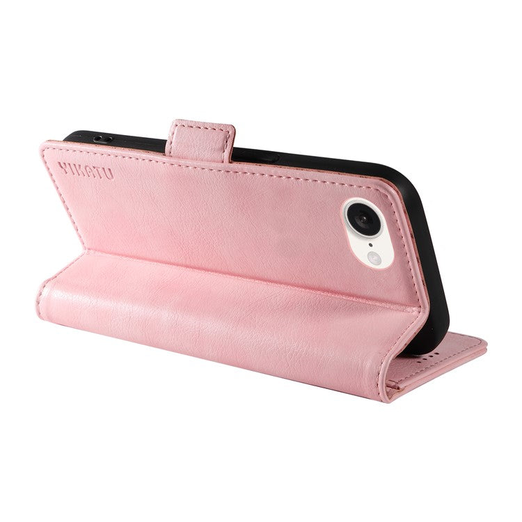 YIKATU YK-007 For iPhone 16e Case PU Leather Litchi Texture Card Holder Folio Magnetic Phone Cover - Pink