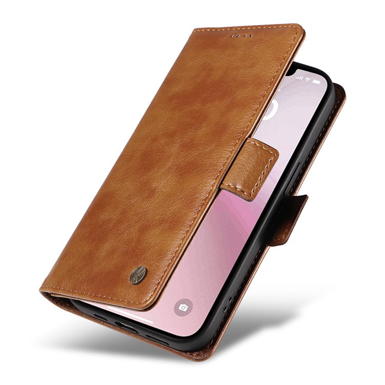 YIKATU YK-007 For iPhone 16e Case PU Leather Litchi Texture Card Holder Folio Magnetic Phone Cover - Brown