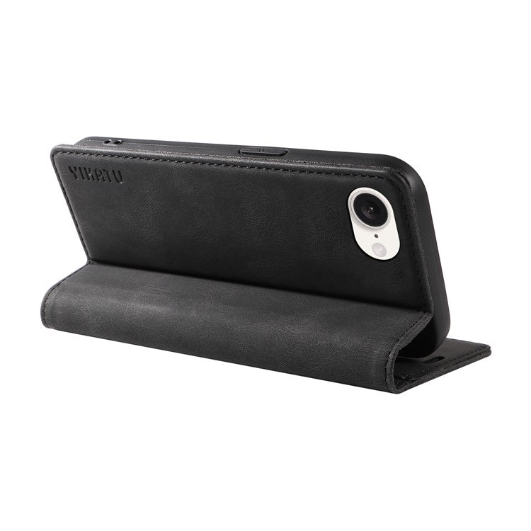 YIKATU YK-004 For iPhone 16e Case PU Leather Stand Magnetic Phone Cover - Black