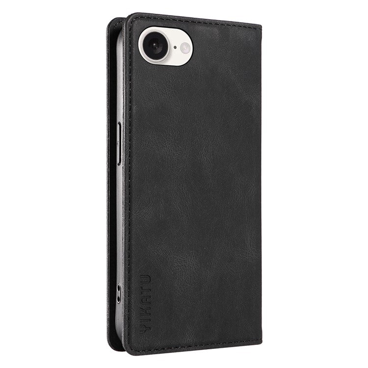 YIKATU YK-004 For iPhone 16e Case PU Leather Stand Magnetic Phone Cover - Black