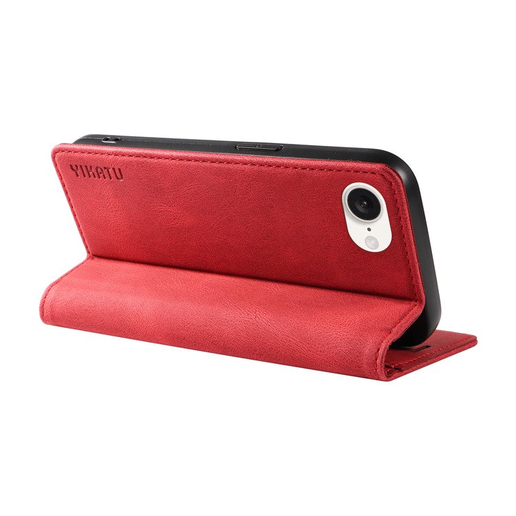 YIKATU YK-004 For iPhone 16e Case PU Leather Stand Magnetic Phone Cover - Red