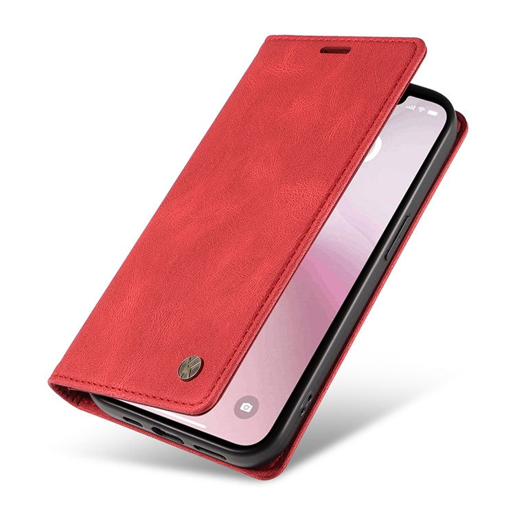 YIKATU YK-004 For iPhone 16e Case PU Leather Stand Magnetic Phone Cover - Red