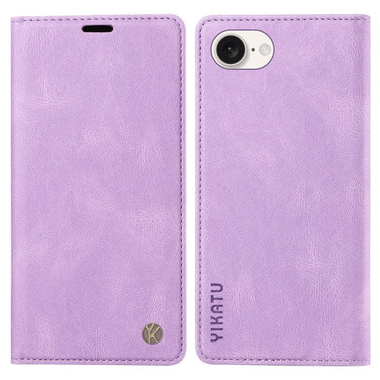YIKATU YK-004 For iPhone 16e Case PU Leather Stand Magnetic Phone Cover - Purple