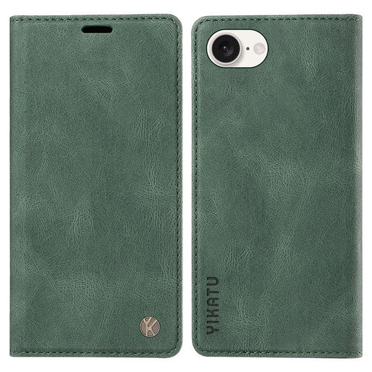 YIKATU YK-004 For iPhone 16e Case PU Leather Stand Magnetic Phone Cover - Green
