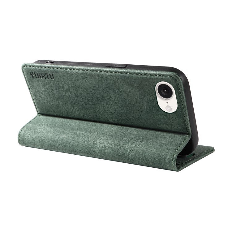 YIKATU YK-004 For iPhone 16e Case PU Leather Stand Magnetic Phone Cover - Green