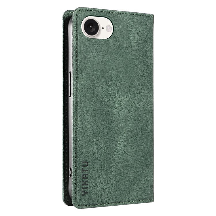 YIKATU YK-004 For iPhone 16e Case PU Leather Stand Magnetic Phone Cover - Green