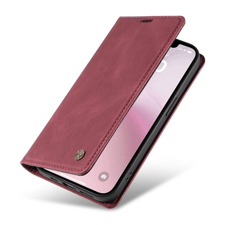 YIKATU YK-004 For iPhone 16e Case PU Leather Stand Magnetic Phone Cover - Wine Red
