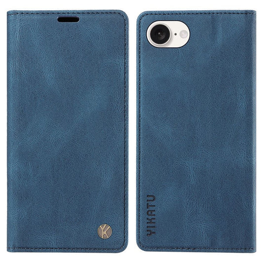 YIKATU YK-004 For iPhone 16e Case PU Leather Stand Magnetic Phone Cover - Blue