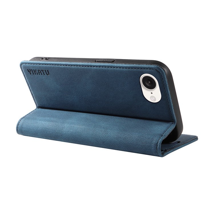 YIKATU YK-004 For iPhone 16e Case PU Leather Stand Magnetic Phone Cover - Blue