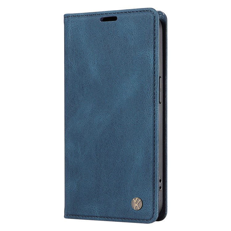 YIKATU YK-004 For iPhone 16e Case PU Leather Stand Magnetic Phone Cover - Blue