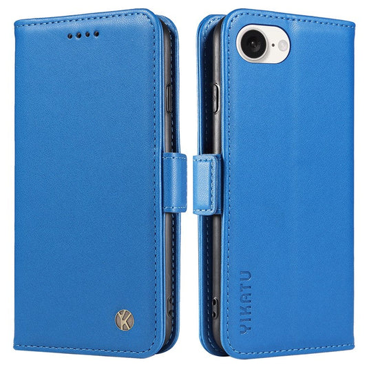 YIKATU YK-003 For iPhone 16e Case Leather Wallet Phone Cover Mobile Accessories Wholesale - Sky Blue