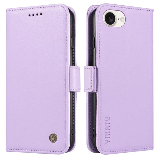 YIKATU YK-003 For iPhone 16e Case Leather Wallet Phone Cover Mobile Accessories Wholesale - Light Purple