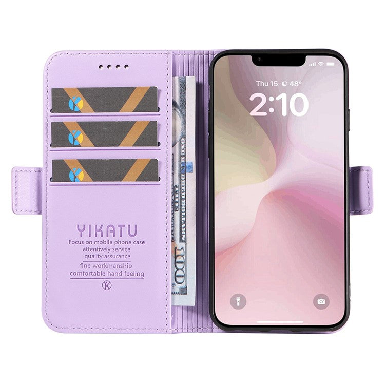 YIKATU YK-003 For iPhone 16e Case Leather Wallet Phone Cover Mobile Accessories Wholesale - Light Purple